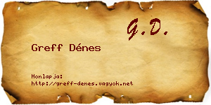Greff Dénes névjegykártya